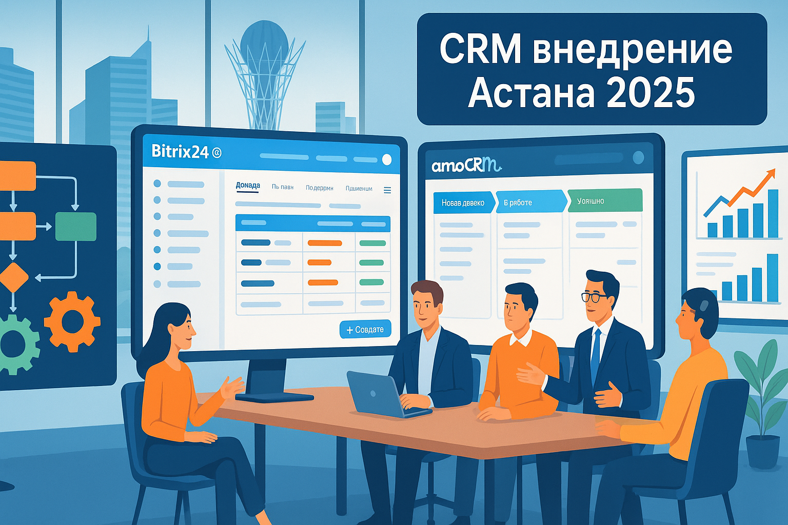 Внедрение CRM систем в Астане - Битрикс24, amoCRM 2025