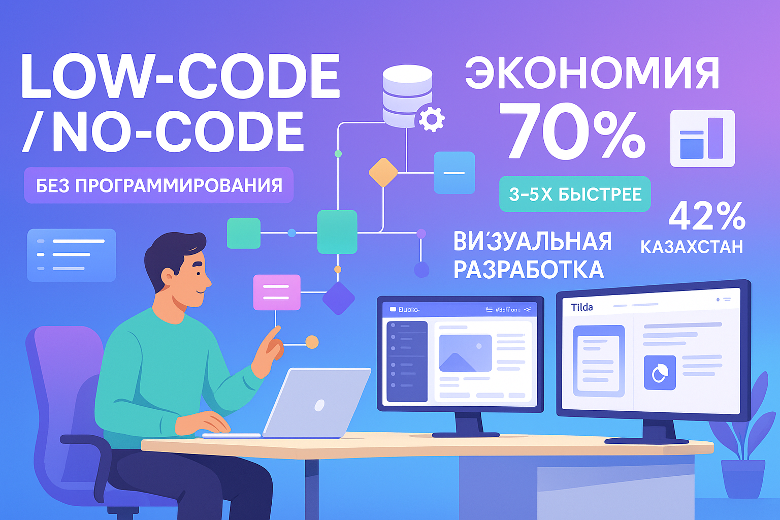 Low-code/No-code платформы 2025: экономия до 70% на разработке